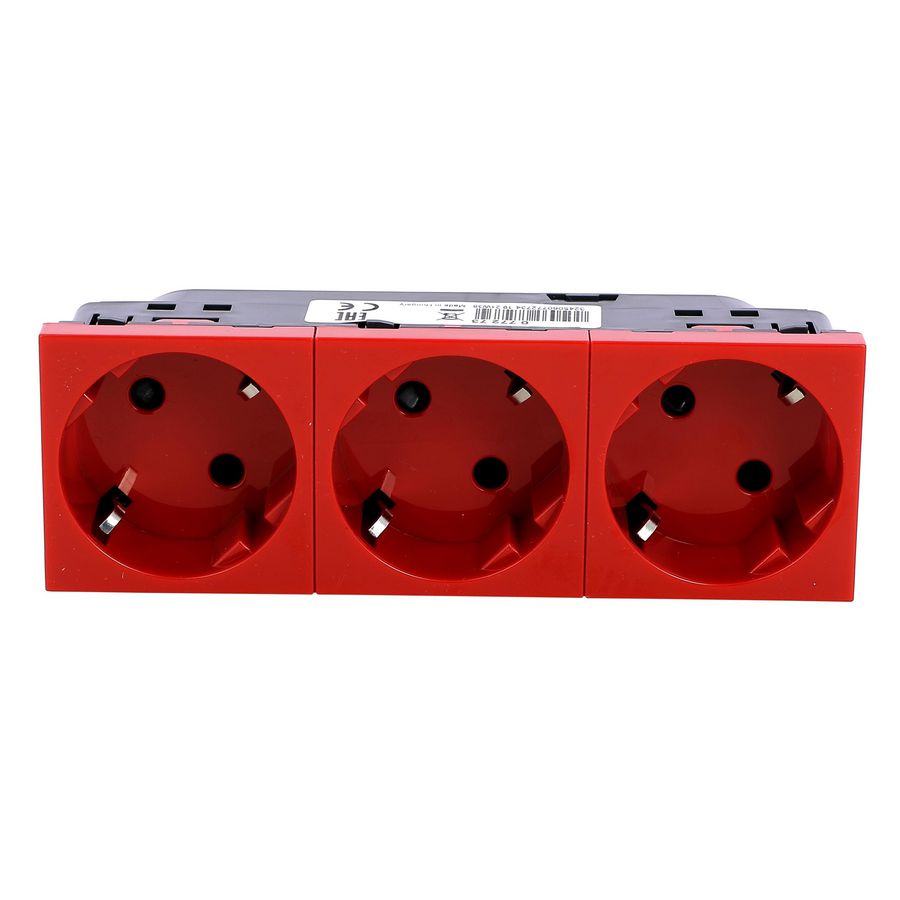 Wandcontactdoos 3voudig kv 45gr.steek 6 modulen rood Mosaic