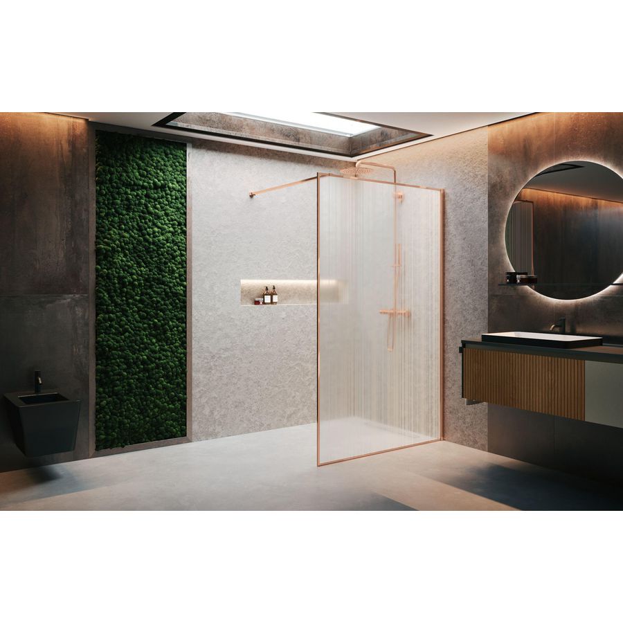 Inloopdouche HP-ART 100 ver. 970-985x2000mm helder glas profiel Brushed red gold