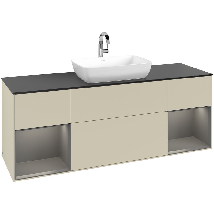 Wastafelonderkast Finion 1600x603x501mm S.Grey Matt Lacquer G862GKHJ