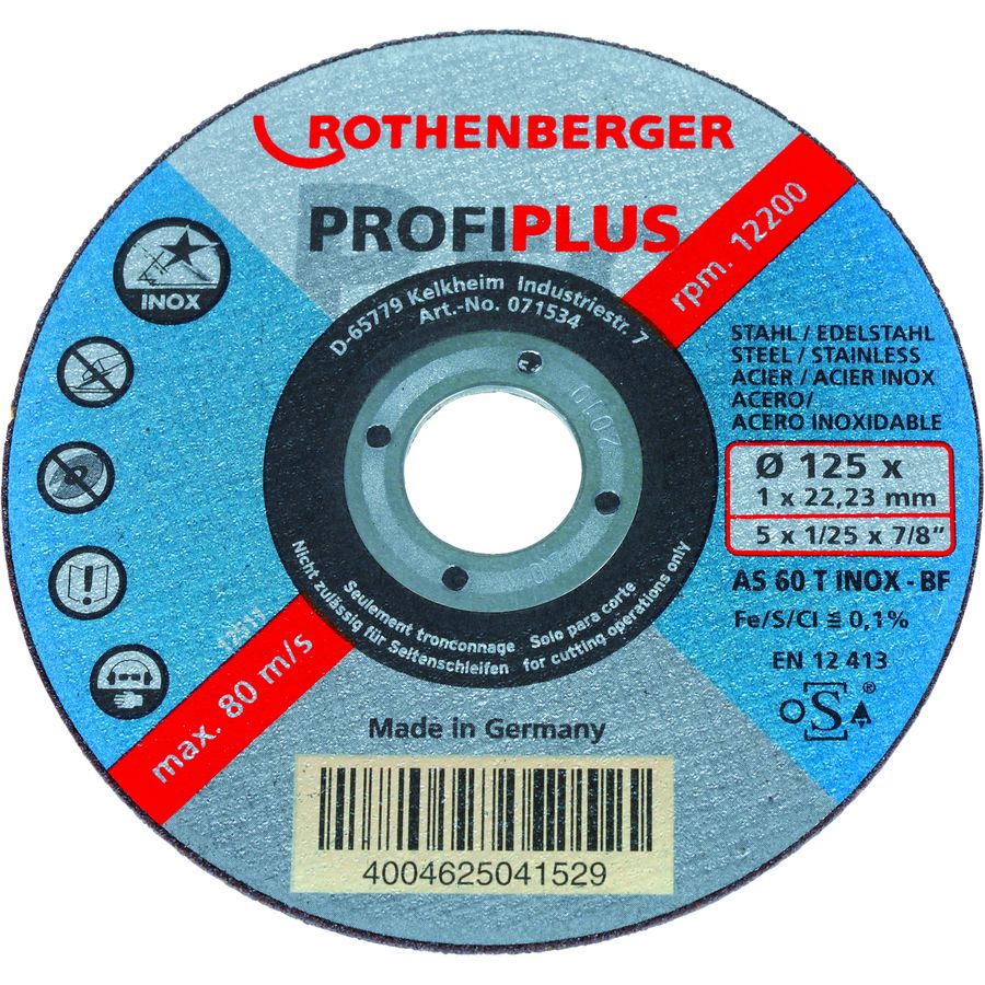 Doos a 10st. doorslijpschijf inox profi plus, 125mm dikte 1mm