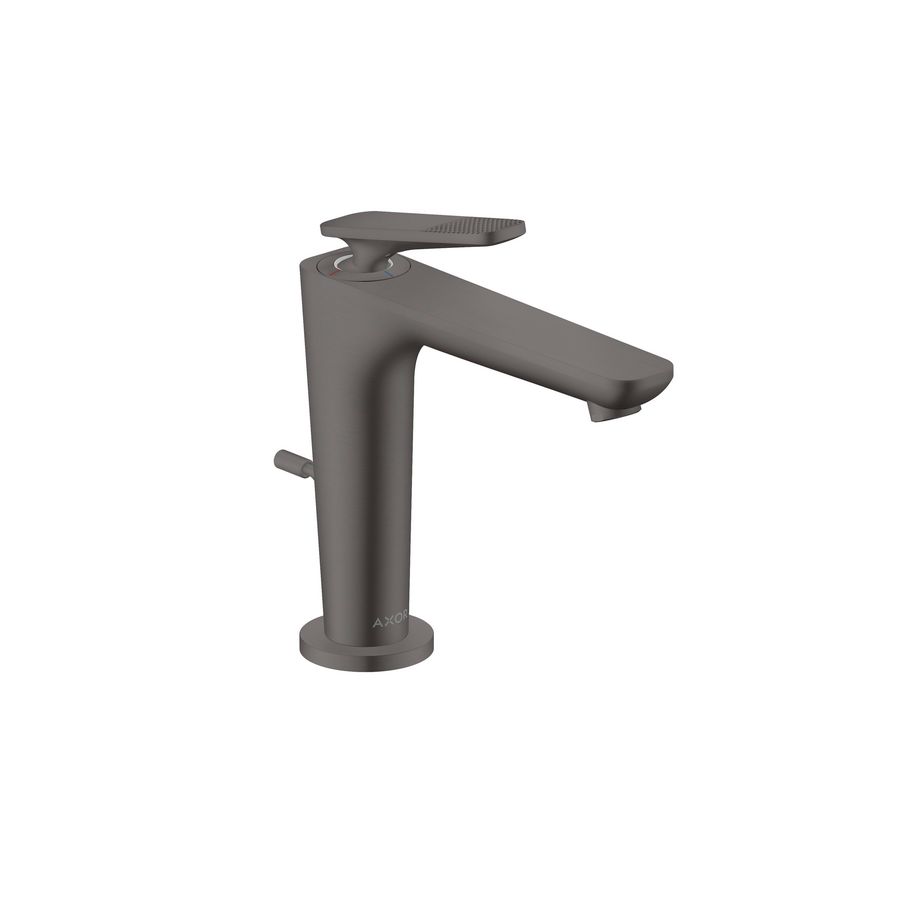 1-hendel wastafelmengkraan 125 Coolstart Cubic Cut greep incl. waste-inrichting brushed black chroom Citterio-C