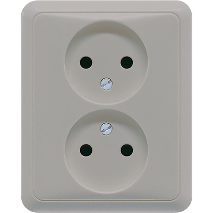 Wandcontactdoos grijs 2-voudig kinderbeveil. CD500