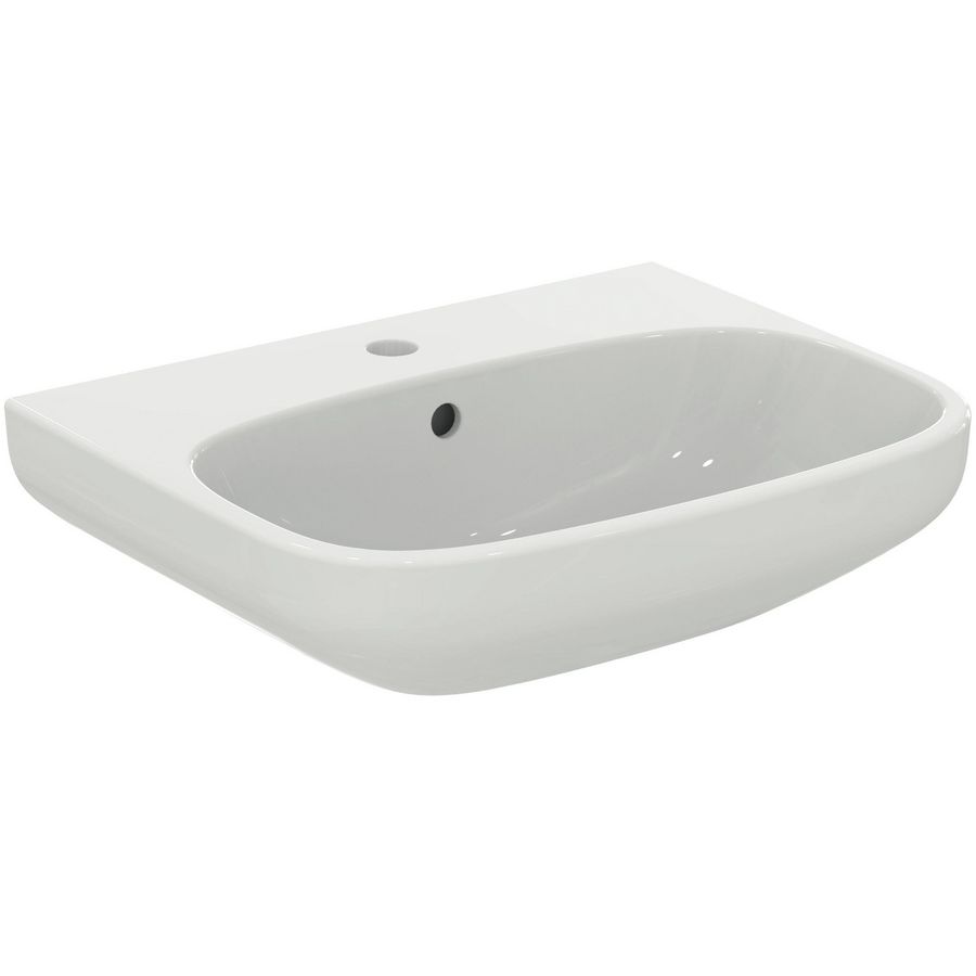 Wastafel I.LIFE-A 55x44cm met kraangat + overloop wit Ideal Plus