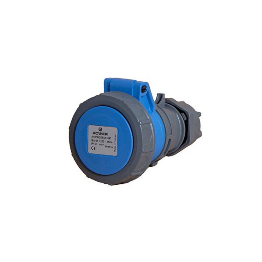 Contrastekker 3-polig 16A IP67 blauw