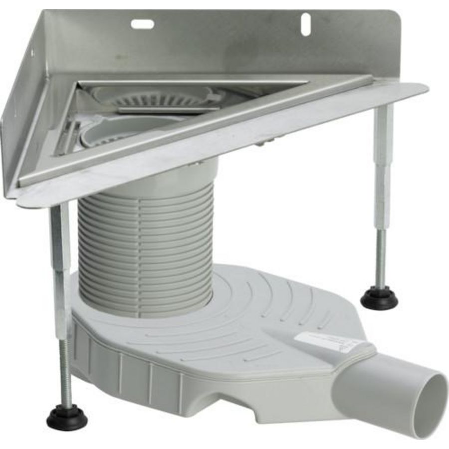 hoekafvoer DN50 RVS/blank