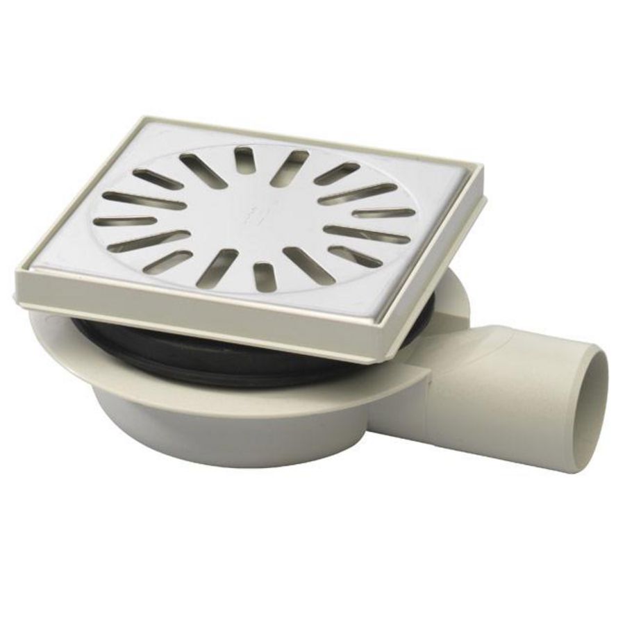 ABS vloerput 146x146mm laag ZU. 50mm RVS verstelbaar rooster