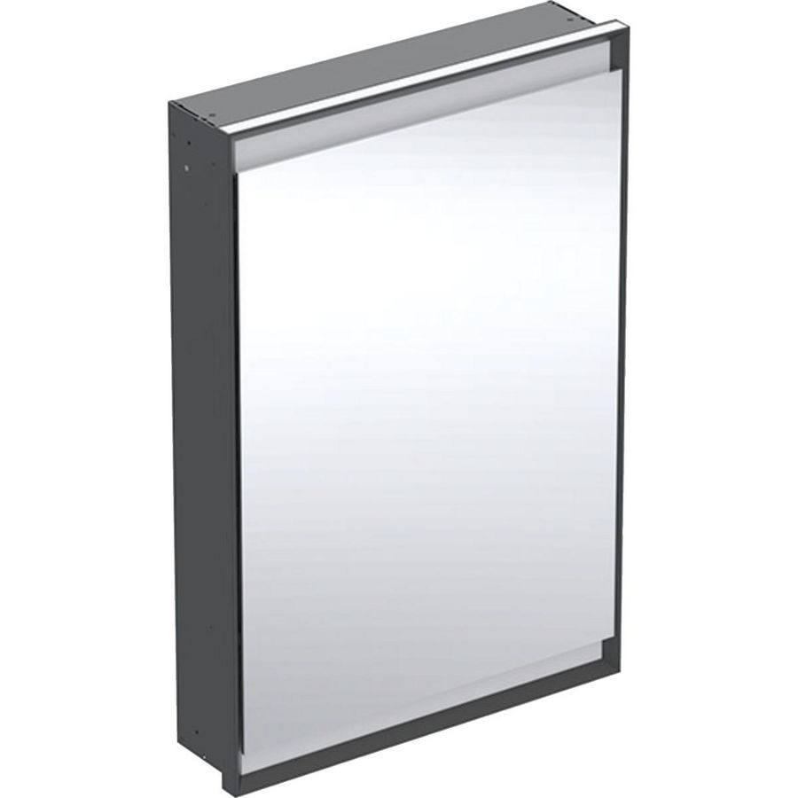 Inbouw spiegelkast 1 deur scharnieren links 60x90cm ComfortLight Mat zwart ONE excl. ruwbouwbox