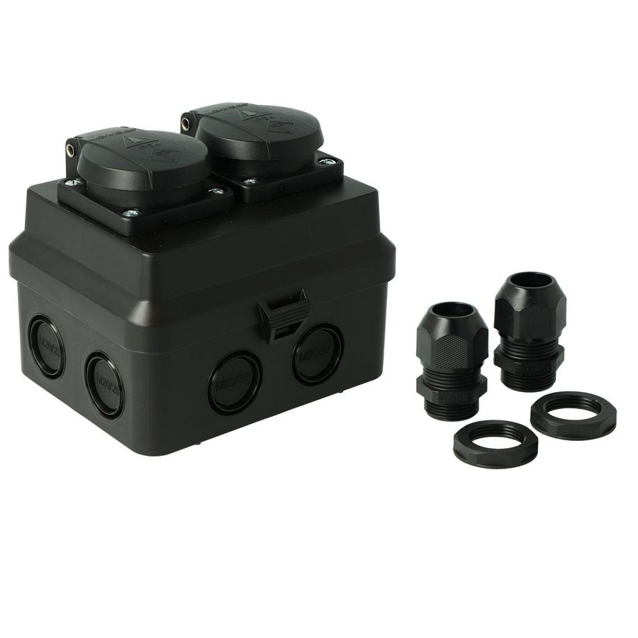 Kabeldoos AK2-M20/M25+WCD 2v IP54 Zwart