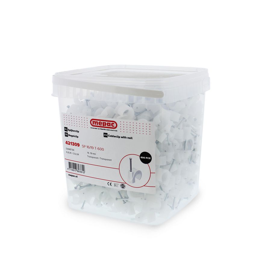 Emmer a 600st. Spijkerclip 16/19mm transparant