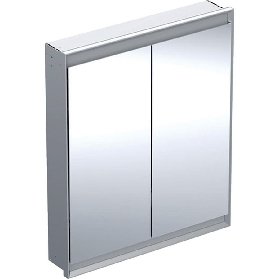 Inbouw spiegelkast 2 deuren 75x90cm ComfortLight aluminium ONE excl. ruwbouwbox