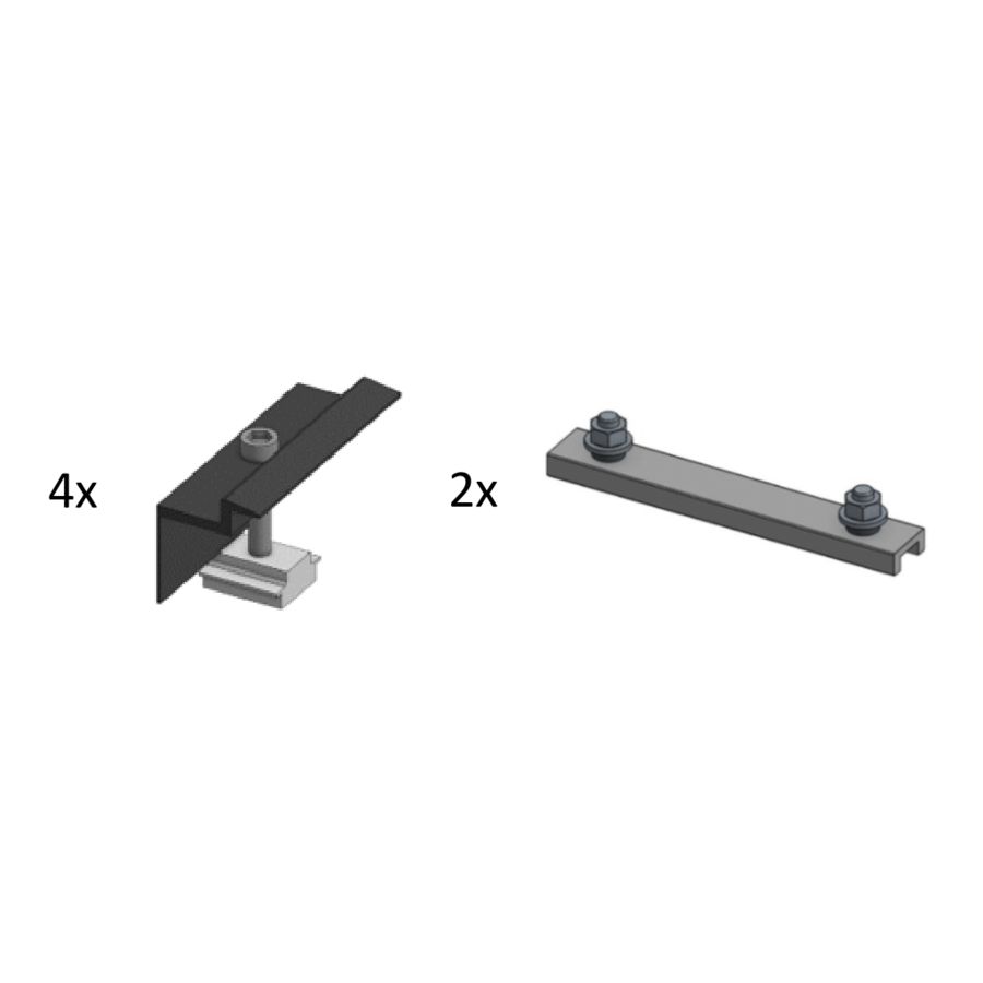 Montagemateriaal PV-paneel L (4x eindklem 30mm; 2x rail doorverbinder)