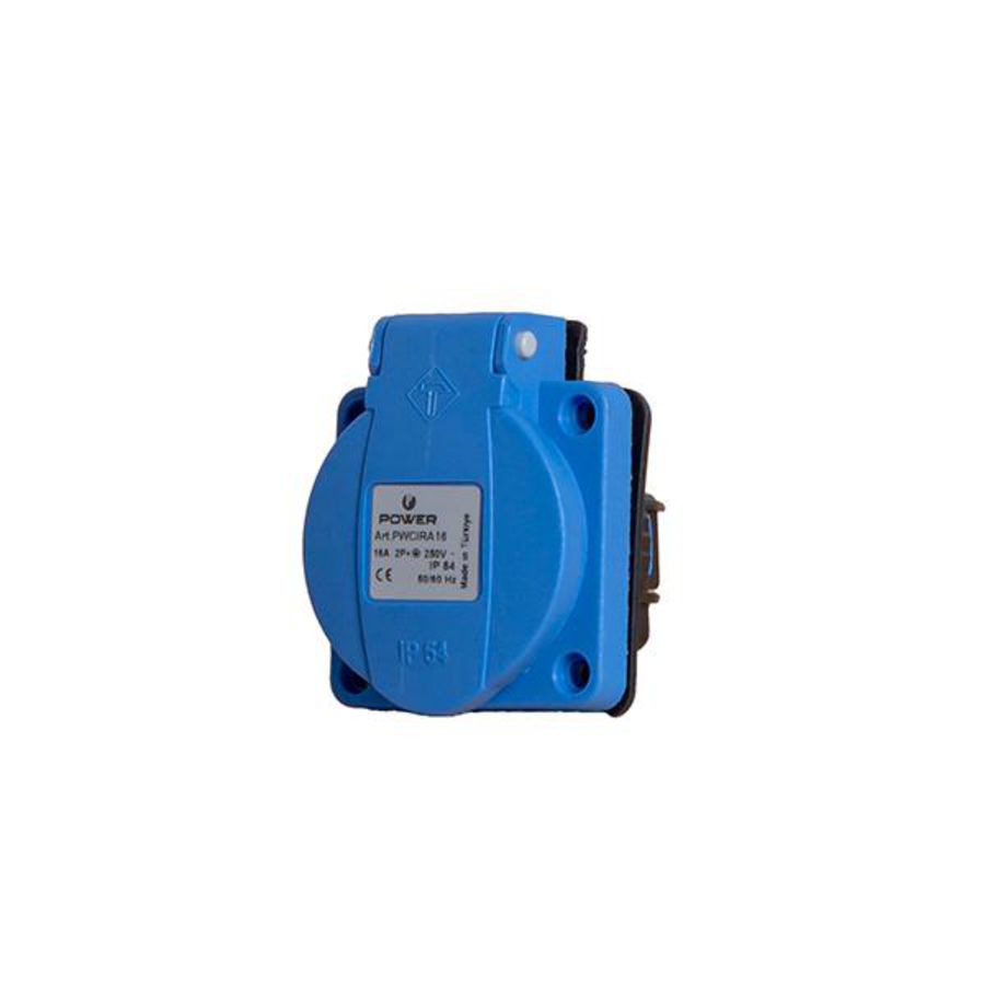 Wandcontactdoos geaardinbouw blauw