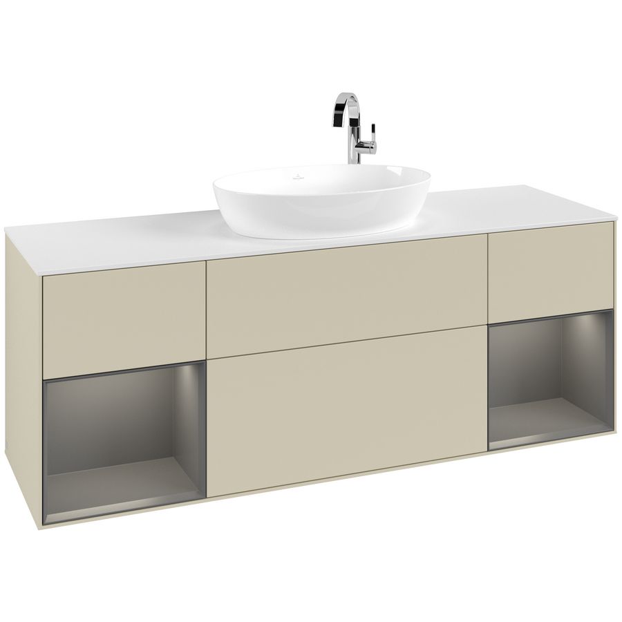 Wastafelonderkast Finion 1600x603x501mm S.Grey Matt Lacquer G981GKHJ