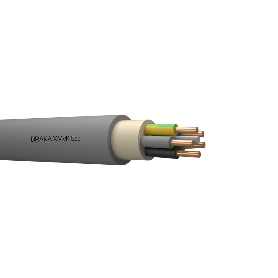 Doos a 100m. XMvK Eca 450/750V gy# 5G1,5mm² (geel/groen-blauw-bruin-zwart-grijs)
