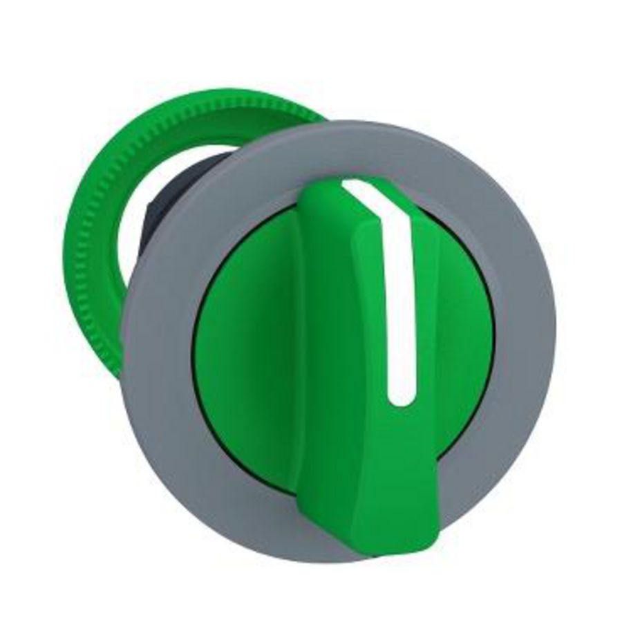 Flush mounted green selector switch head 3 pos stay put