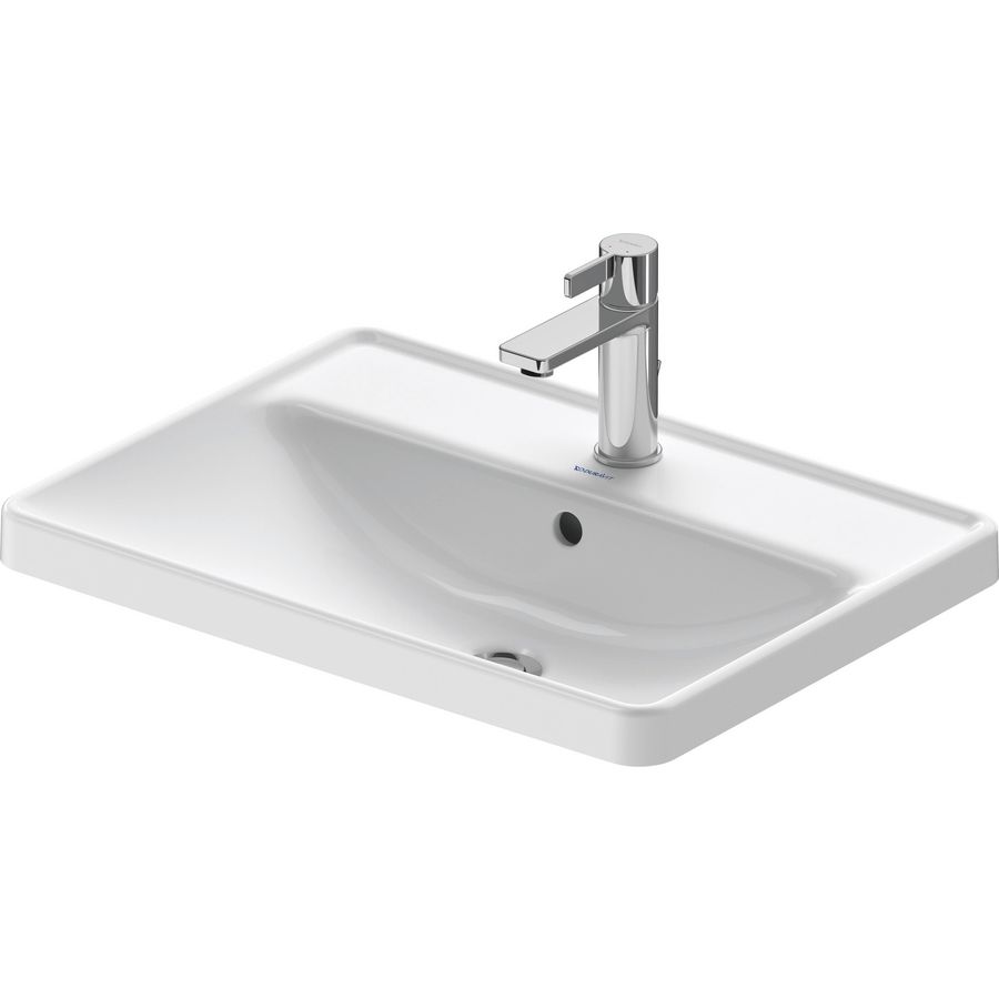 D-NEO #035760 inbouwwastafel 600mm wit met kraangat met overloop geslepen onderzijde