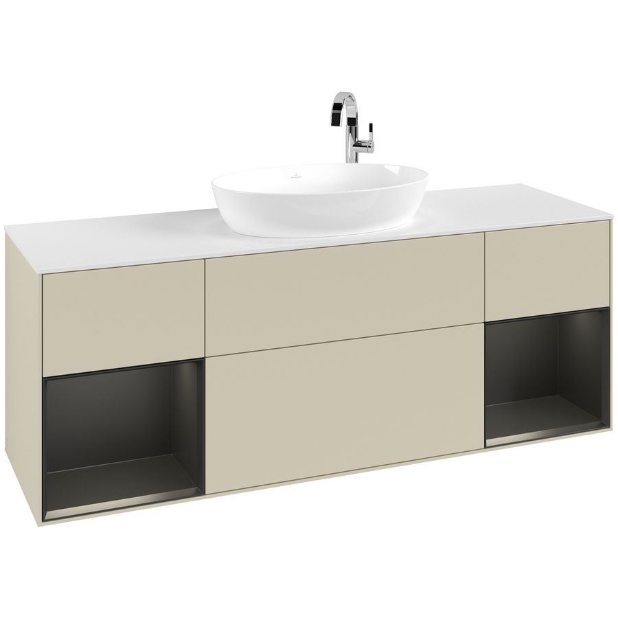 Wastafelonderkast Finion 1600x603x501mm S.Grey Matt Lacquer G981PDHJ
