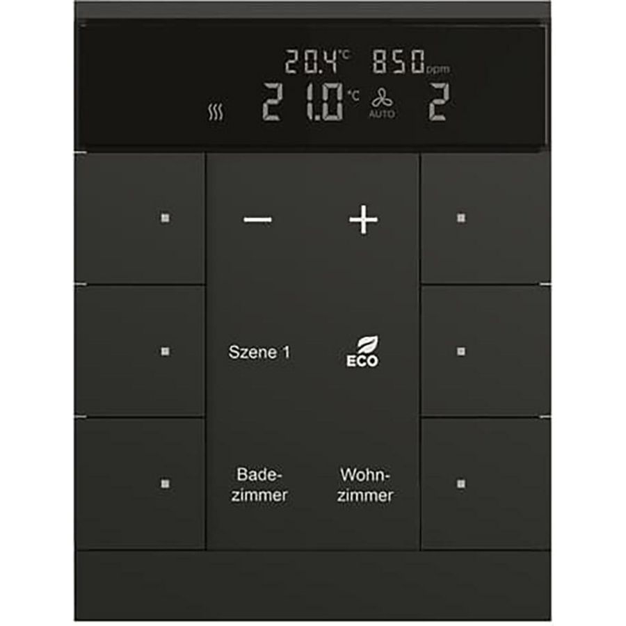 HVAC-CO2 sensor KNX - ClimaEco Mat zwart 6f CE