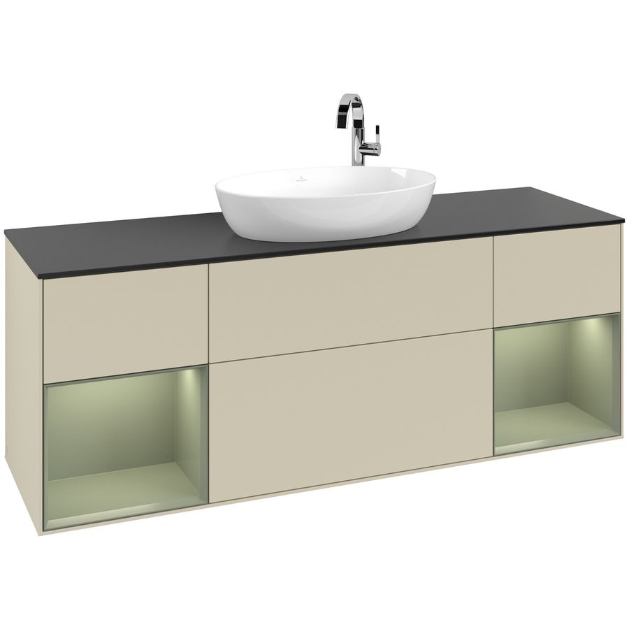 Wastafelonderkast Finion 1600x603x501mm S.Grey Matt Lacquer G982GMHJ