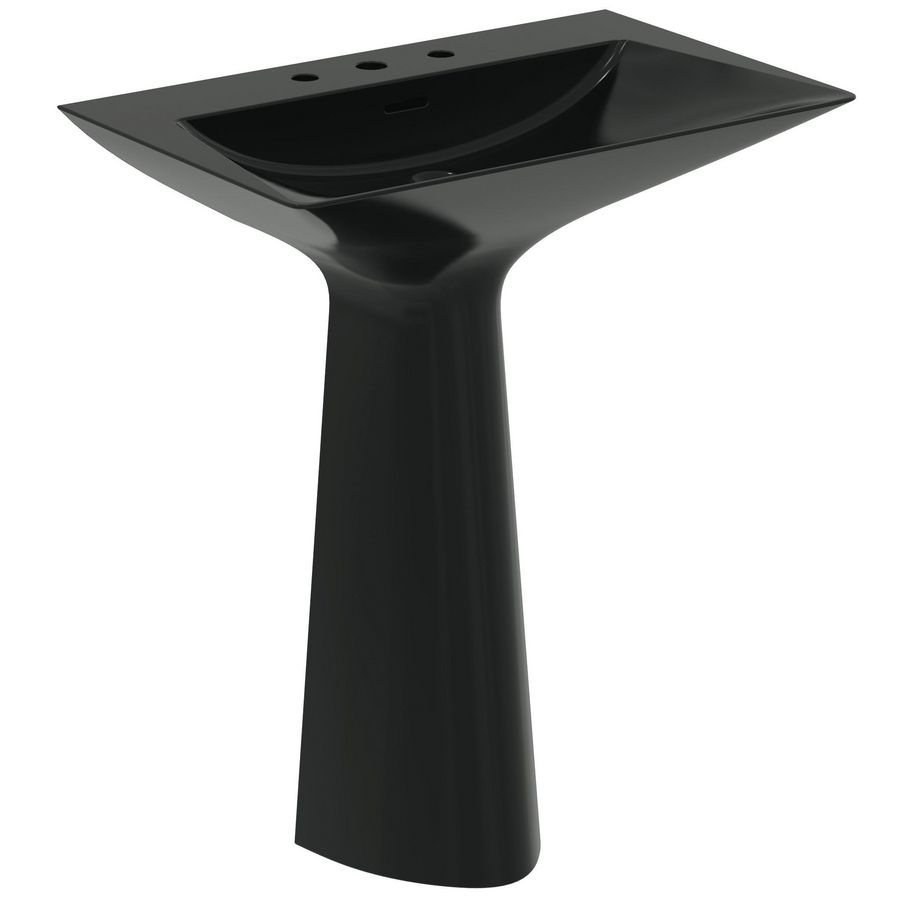 TIPO-Z Zuilwastafel 3 kr.gat overl. uit 1 stuk Glossy Black