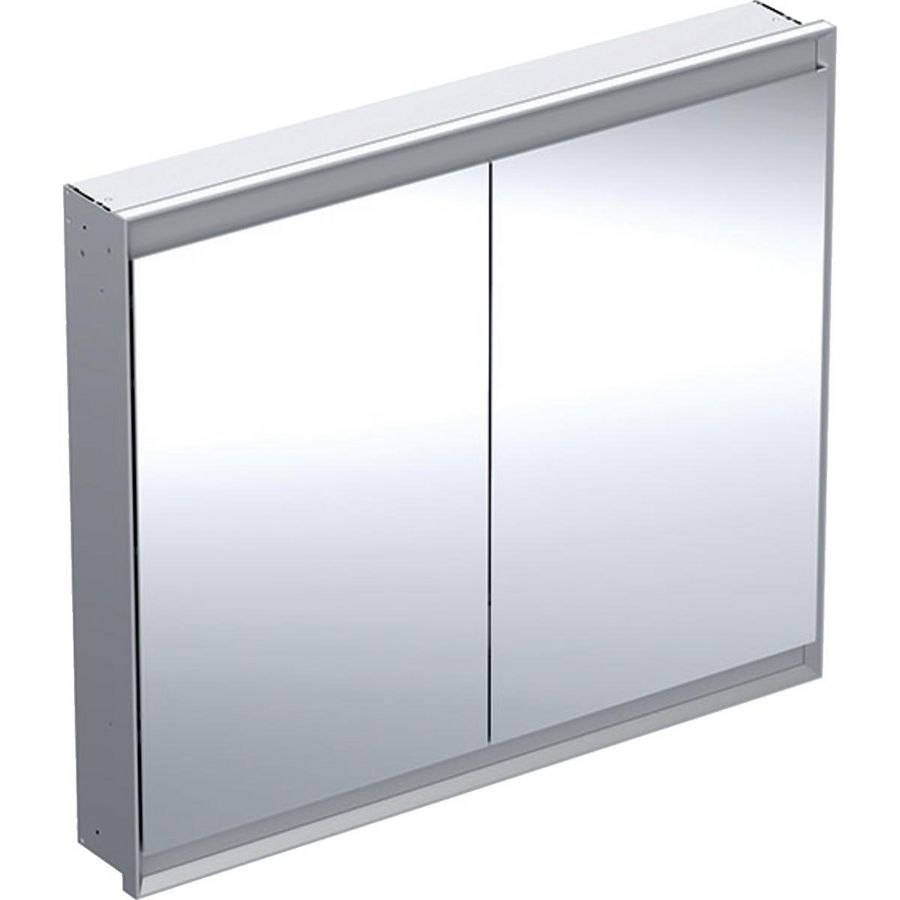 Inbouw spiegelkast 2 deuren 105x90cm ComfortLight aluminium ONE excl. ruwbouwbox