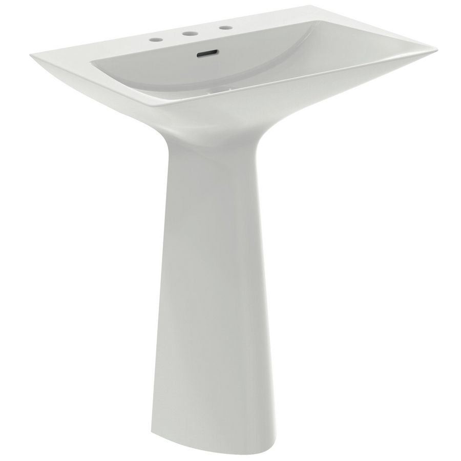 TIPO-Z Zuilwastafel 3 kr.gaten overl. uit 1 stuk Silk White