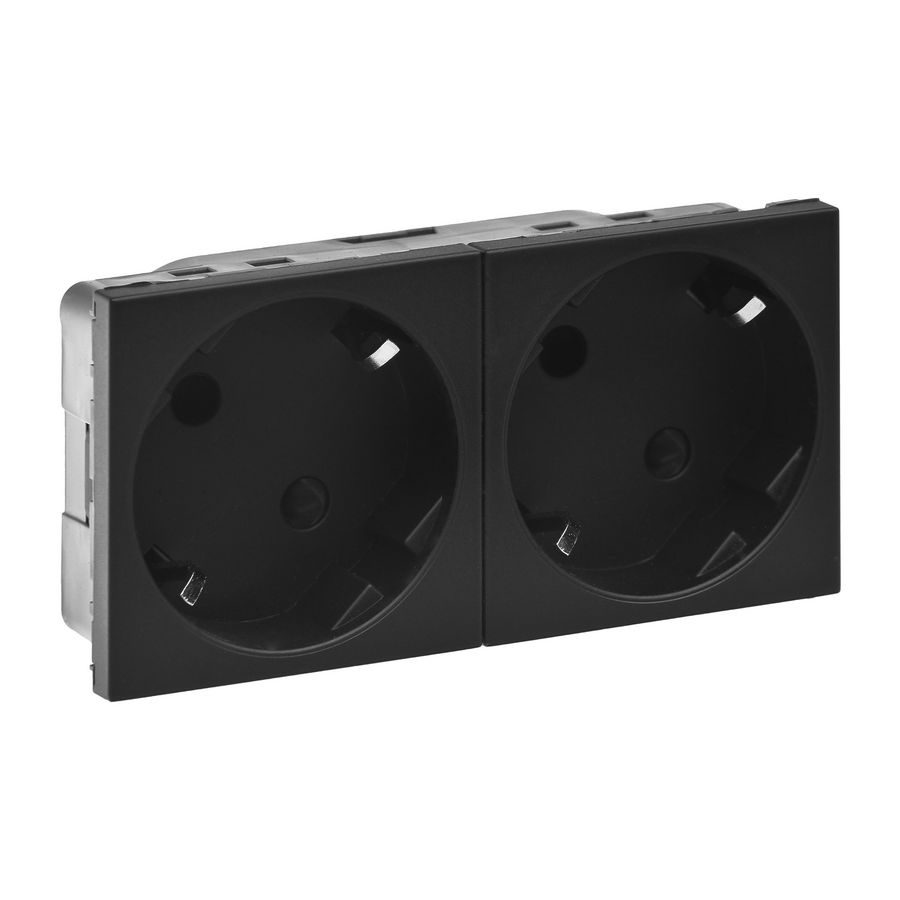 Wandcontactdoos 2x2P + A4 modulen zwart Mosaic