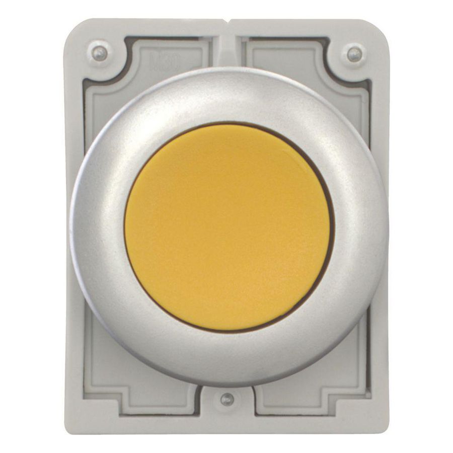 Drukknop 30mm vlak geel terugverend