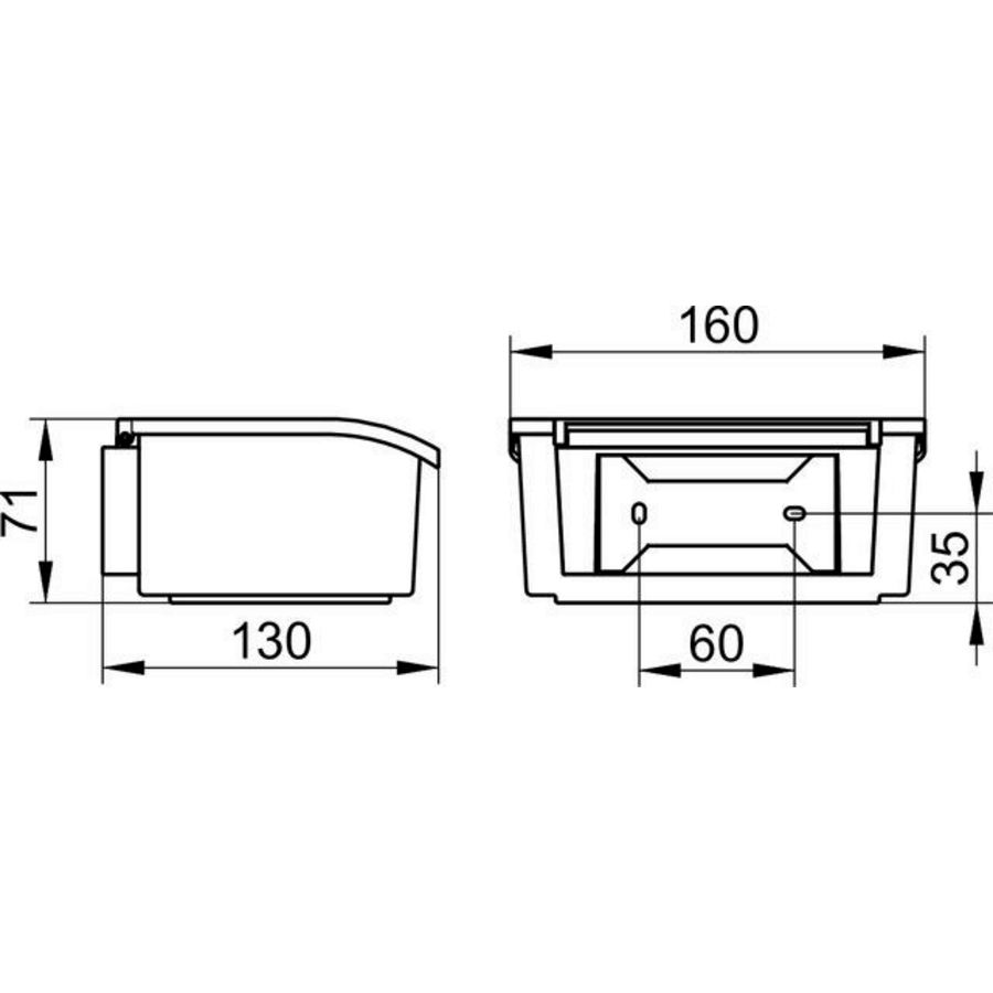 Plan tissuebox 160x71x130m chroom