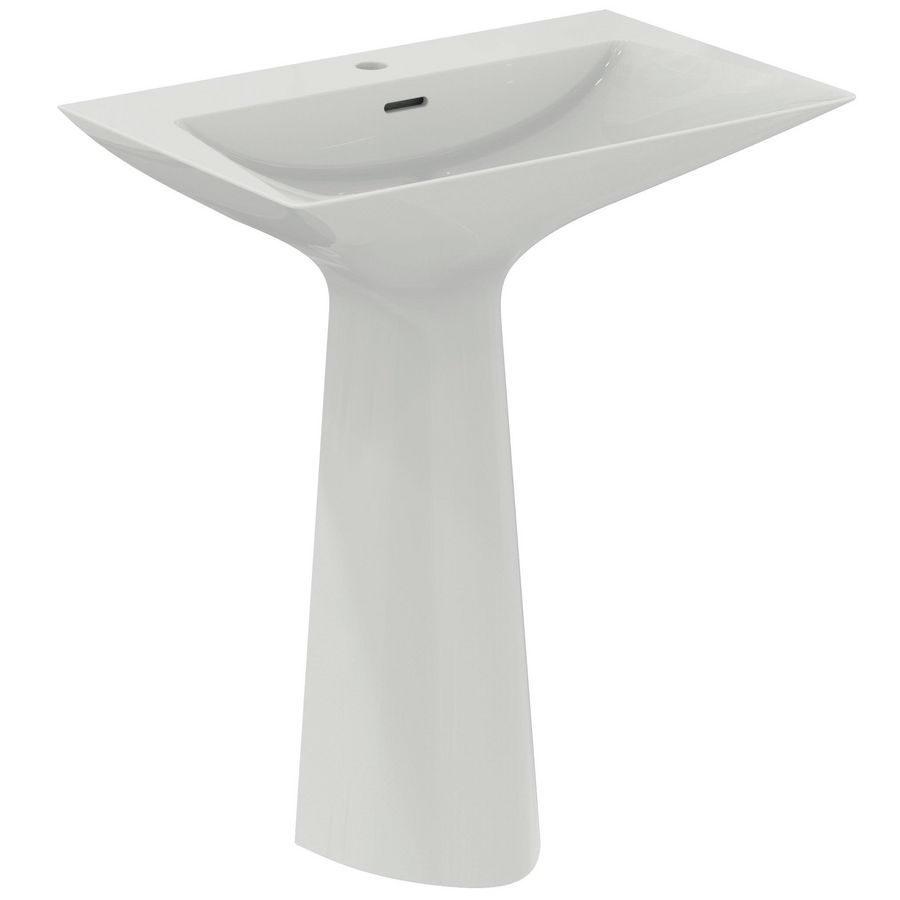 TIPO-Z Zuilwastafel 1 kr.gat + overl. uit 1 stuk Glossy WH