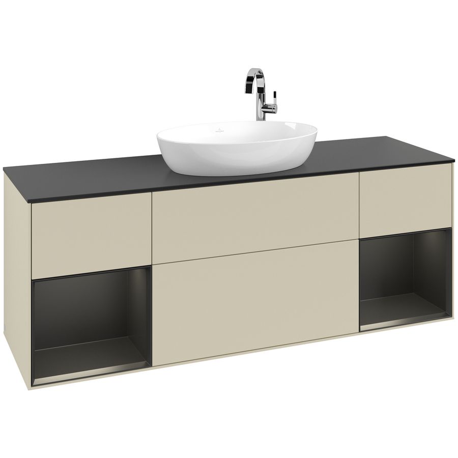 Wastafelonderkast Finion 1600x603x501mm S.Grey Matt Lacquer G982PDHJ