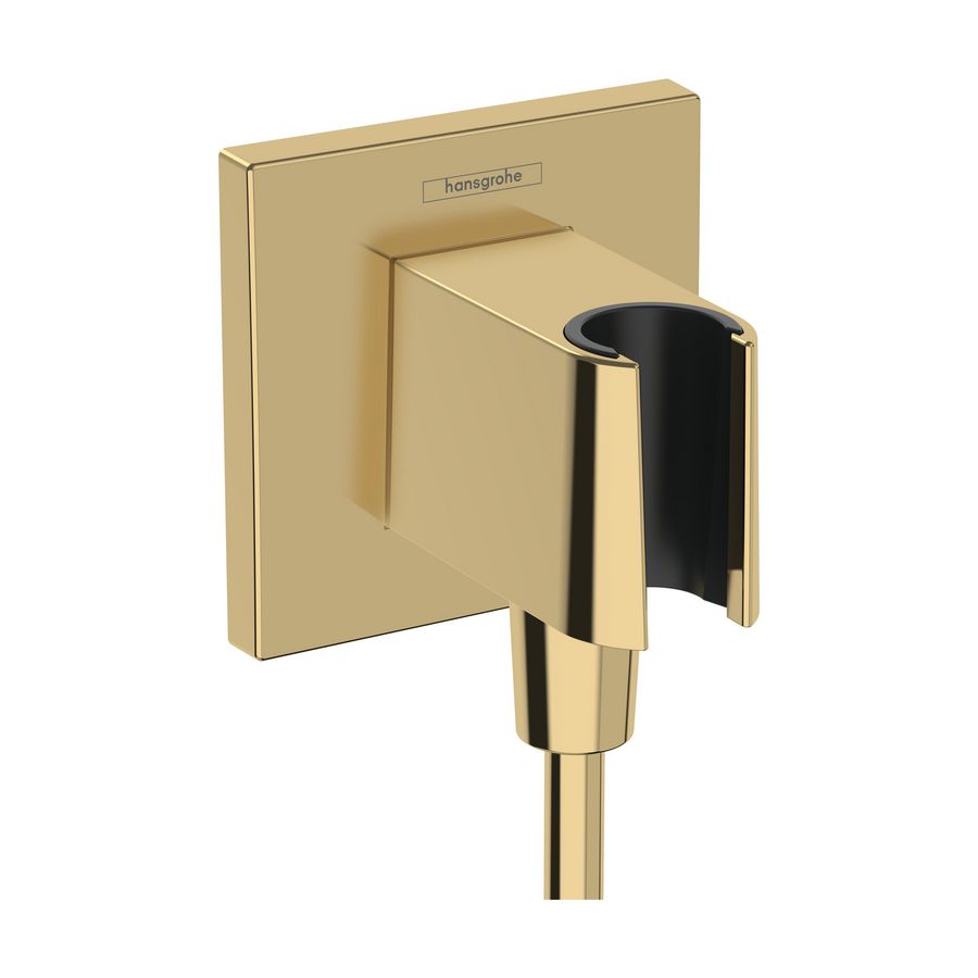 Muuraansluitbocht met handdouchehouder FixFit E Polished Gold Optic