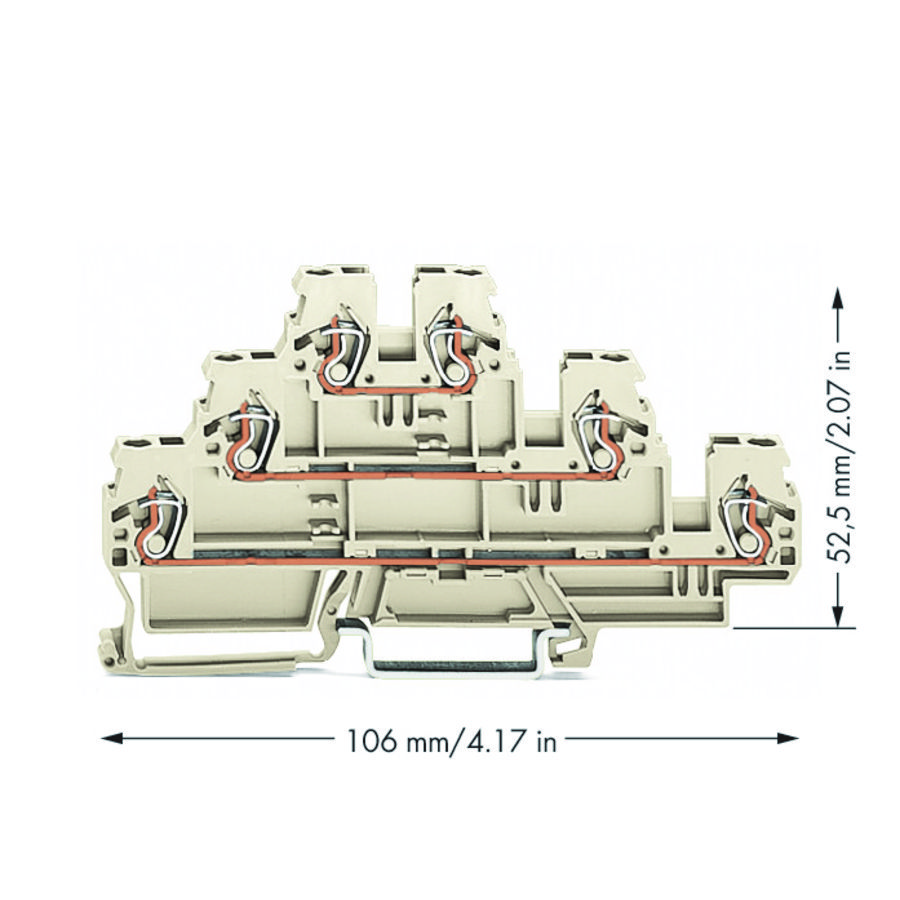 3-etageklem Rijg-/rijg-/rijgklem L/L/L lichtgrijs VVE=50