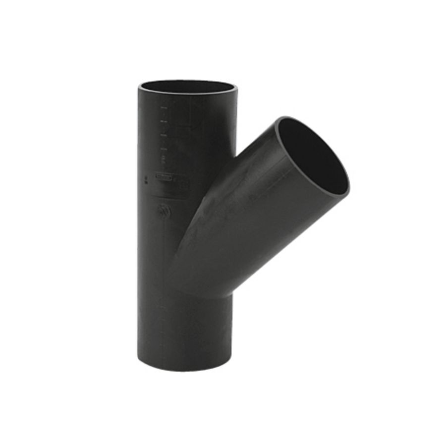 PE T-stuk 45° 75mm PN4 zwart