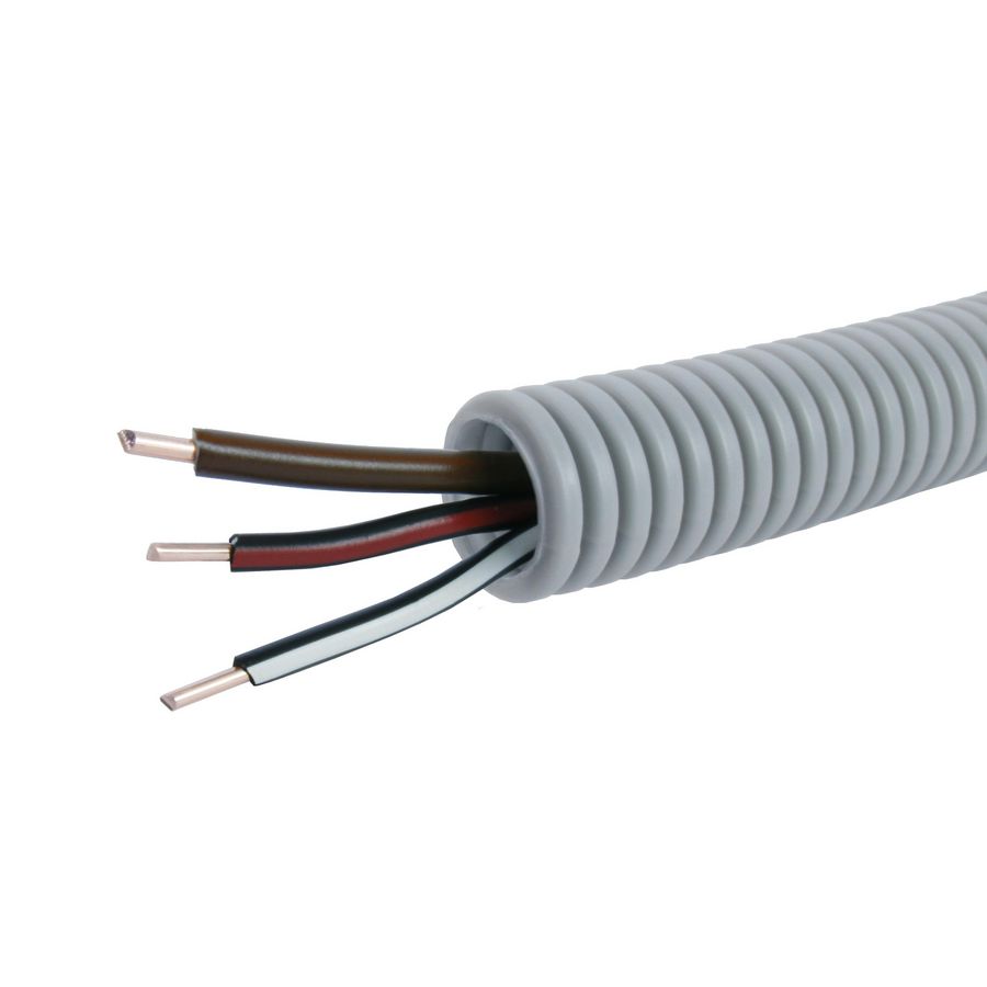 Rol a 100m. voorbedrade flexibele buis FlexPP grijs 16mm BR/WZ/RZ 1x2,5+2x1,5