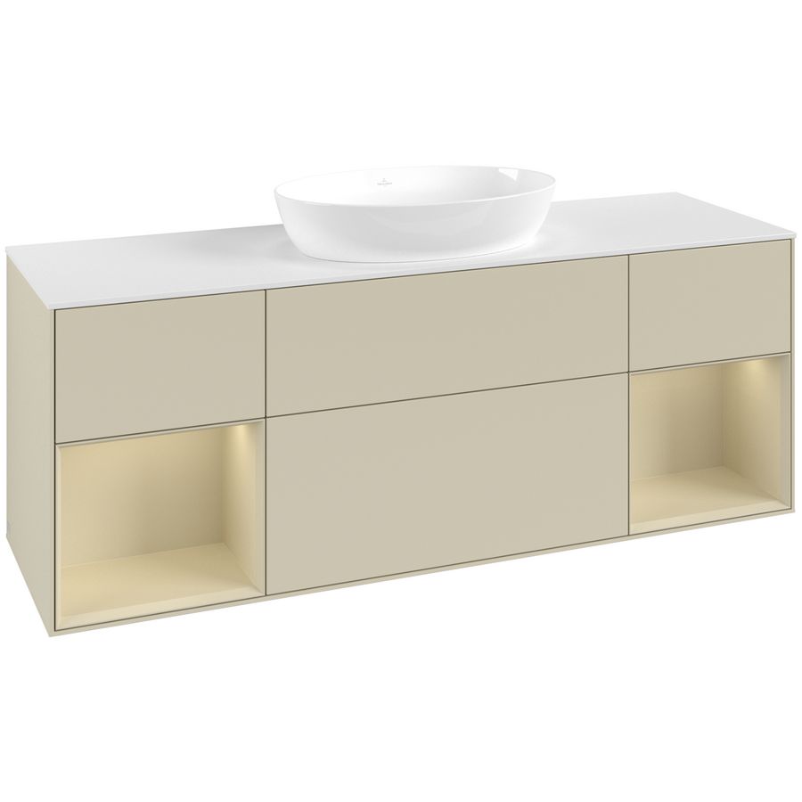 Wastafelonderkast Finion 1600x603x501mm S.Grey Matt Lacquer GD01HJHJ