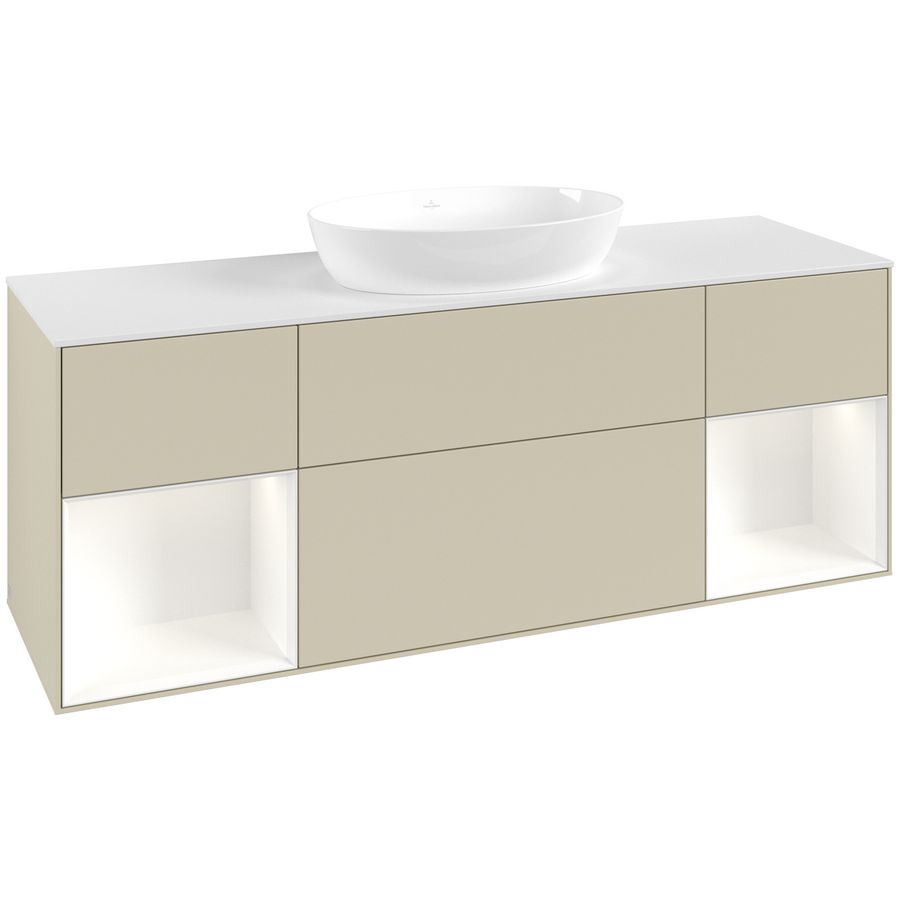 Wastafelonderkast Finion 1600x603x501mm S.Grey Matt Lacquer GD01MTHJ