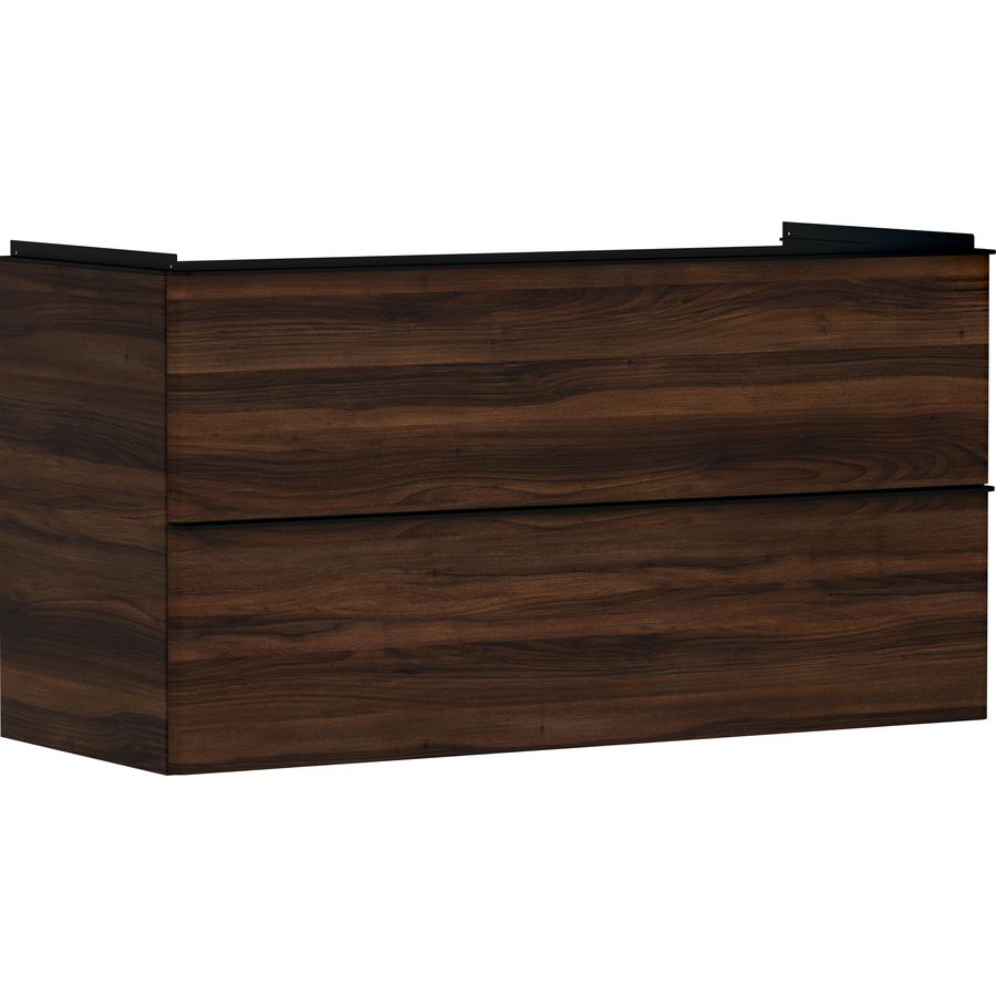 Onderkast Dark Walnut 1180x475mm 2x la tbv wastafel greepkleur mat zwart Xelu Q 54038670