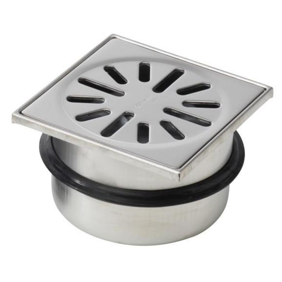 Vloerput RVS304 100x100mm ou 50mm RVS304 rooster nv