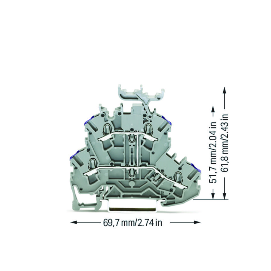 2-etageklem 4-draads rijgklem L grijs 2002-2238 VVE=50