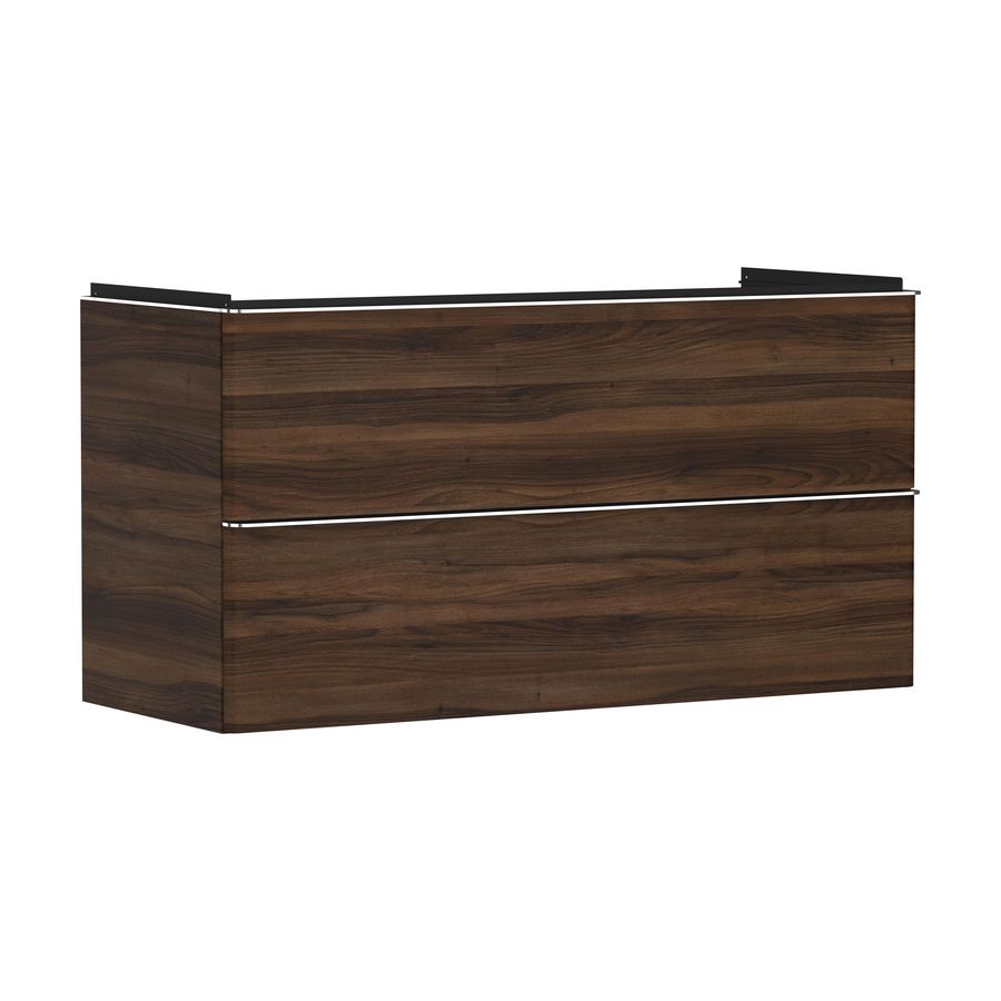 Onderkast Dark Walnut 1180x475mm 2x la tbv wastafel greepkleur chroom Xelu Q 54038000