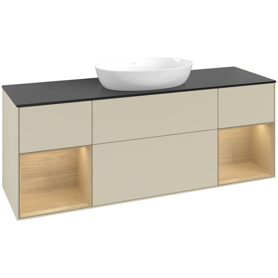 Wastafelonderkast Finion 1600x603x501mm S.Grey Matt Lacquer GD02PCHJ