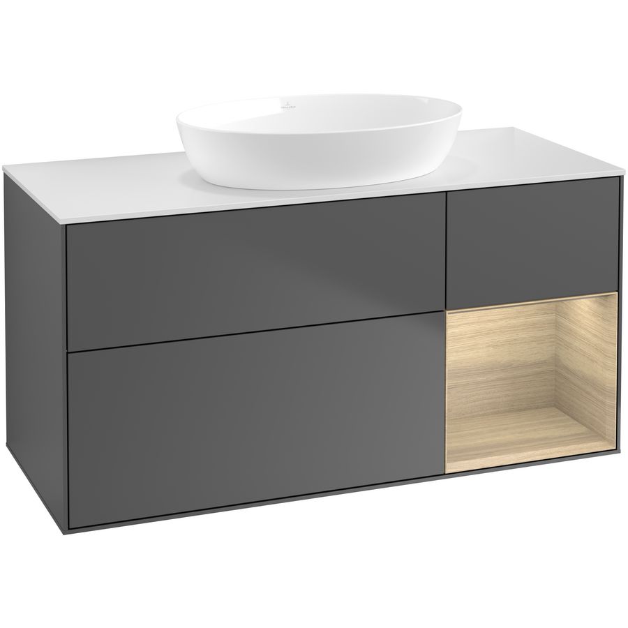 Wastafelonderkast Finion 1200x603x501mm Antr. Matt Lacquer FA71PCGK
