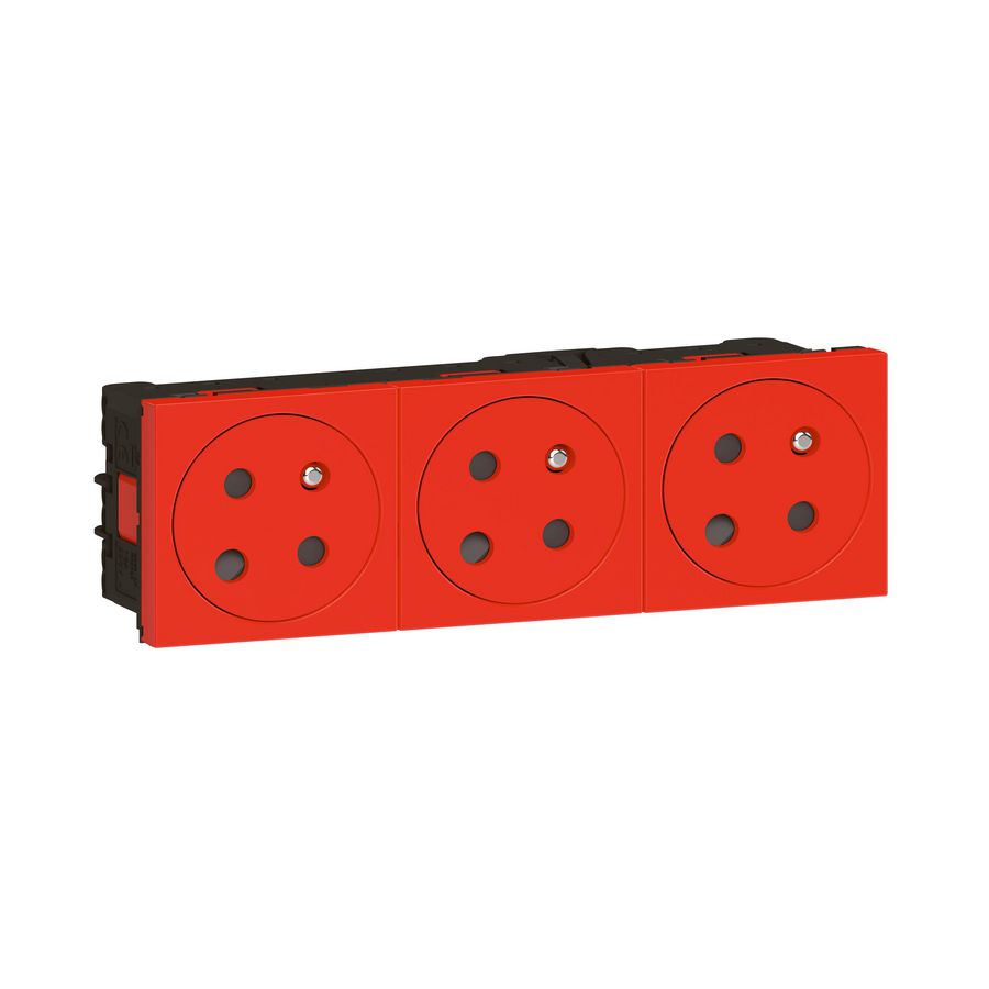 Contactdoos Link 3x2P+A vlak polarisatie 45gr.6m rood Mosaic