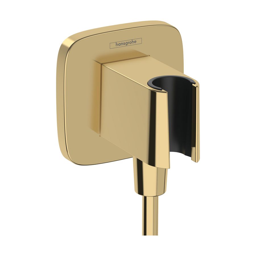 Muuraansluitbocht met handdouchehouder FixFit Q Polished Gold Optic