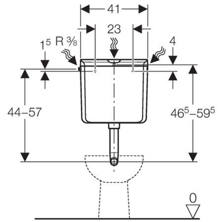 Reservoir laaghangend AP120 spoel/stopbediening wit 9ltr.