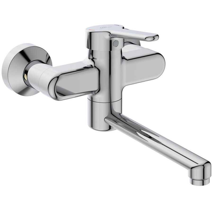 Ceraplus 2 wandmengkraan chroom draaibare uitloop 200mm incl. afsluitbare s-koppeling