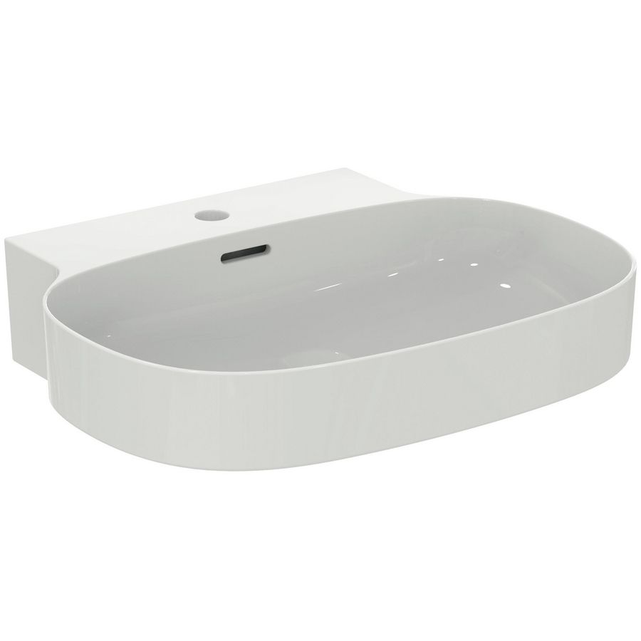 LINDA-X Wastafel 600X500X135mm +kr.gat +gleufoverl gesl. Wit