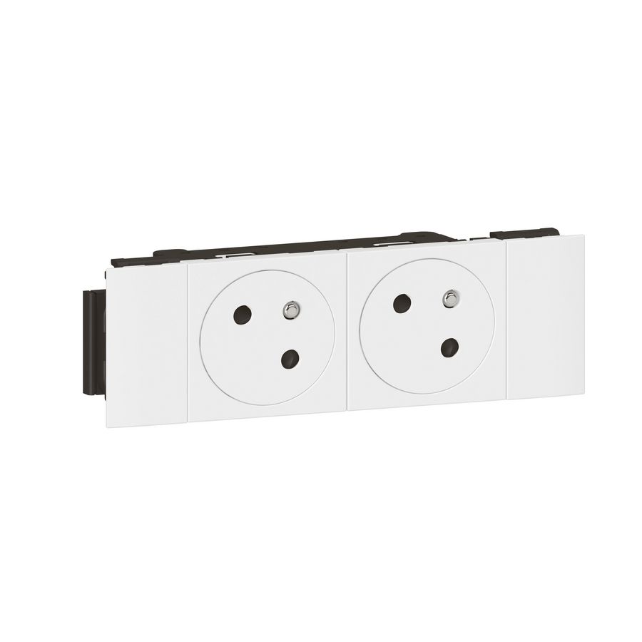 Contactdoos Link 2x2P+A vlak soluclip 4 m wit Mosaic