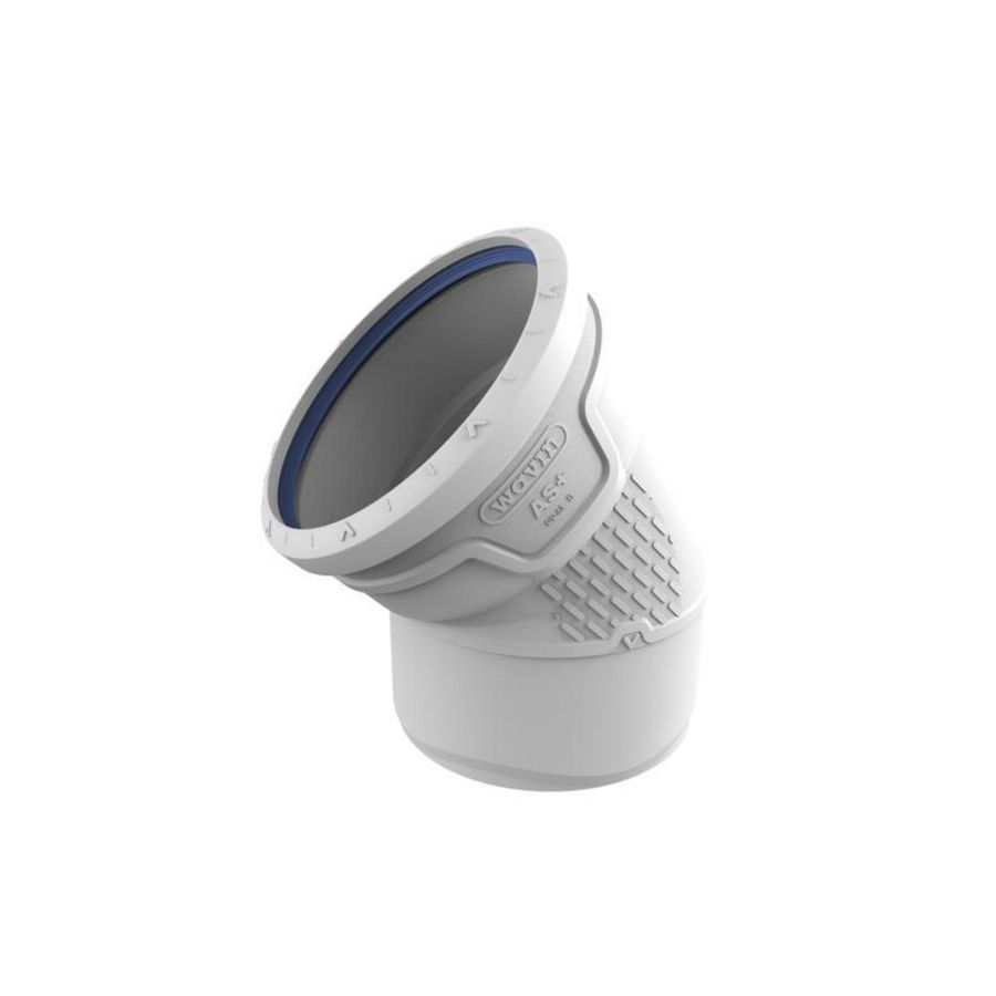 Bocht PP AS+ geluidsarm 45° lichtgrijs 160mm mof x spie